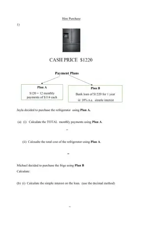 Hire purchase and simple interest