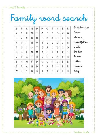 Family members word search