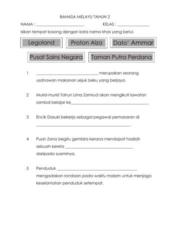 Kata Nama Khas Tahun 2