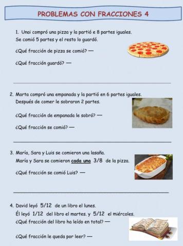 Ejercicios con fracciones