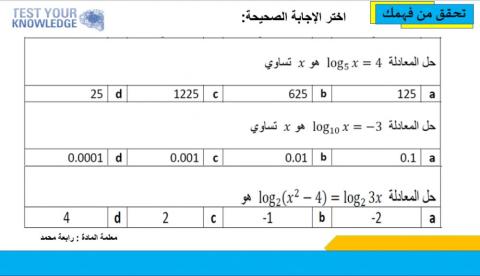 المعادلات اللوغاريتمية