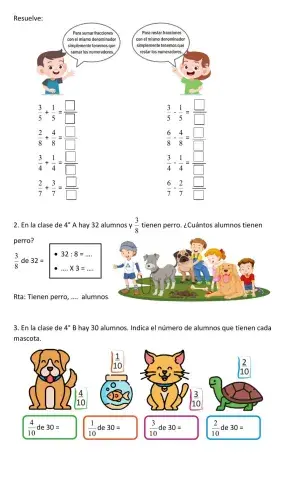 Operaciones con fracciones y fracción de una cantidad