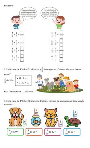Operaciones con fracciones y fracción de una cantidad