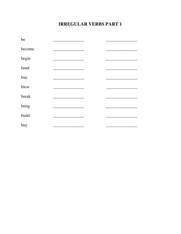 Irregular verbs part 1