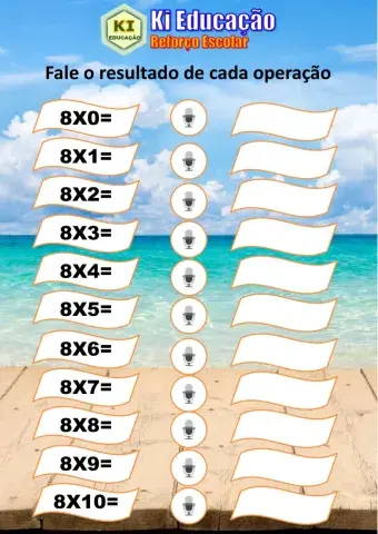 Tabuada Multiplicação 08