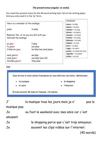 Present tense reg er verbs