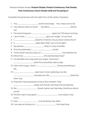 Revision of tenses - past, present and future