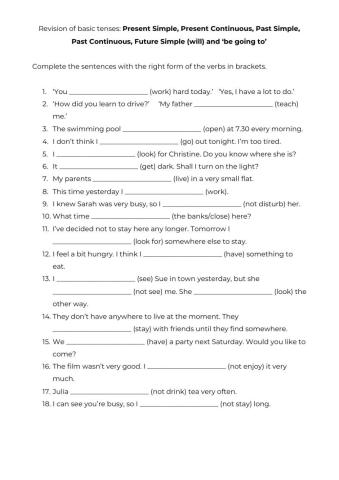 Revision of tenses - past, present and future