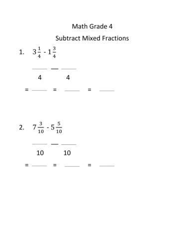 Subtract mixed numbers