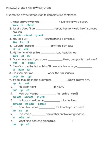 Phrasal verbs and multi-word verbs