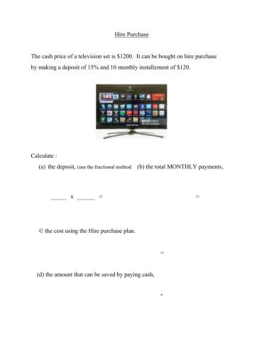 Hire purchase word problem