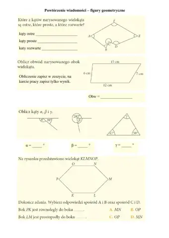 Powtórzenie wiadomości - figury geometryczne