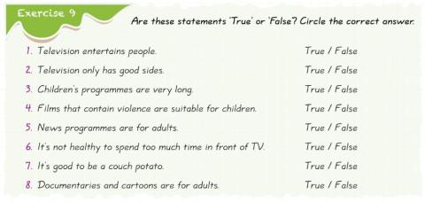 Television Programmes (True or False) Çalışkan Yynlr