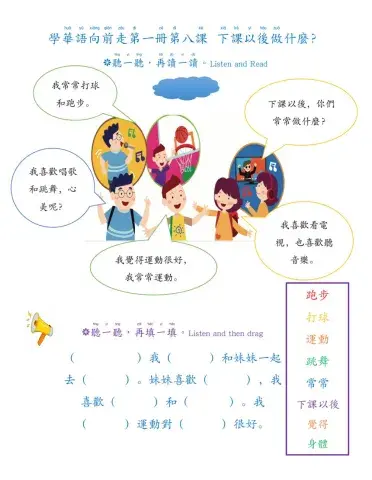 學華語向前走第一冊第八課下課以後做什麼