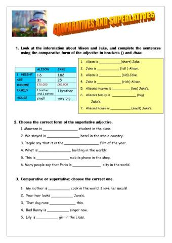 Comparatives and superlatives