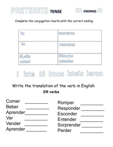 Preterito er ir  regular  verbs