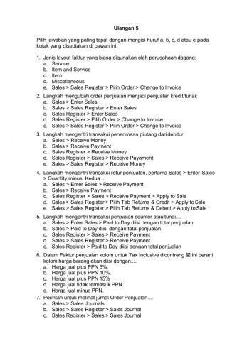 Ulangan Harian BAB 5