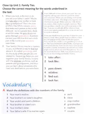 Unit 1: Family Ties, Lesson 2, Reading and vocabulary