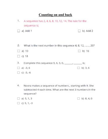 Counting on and back