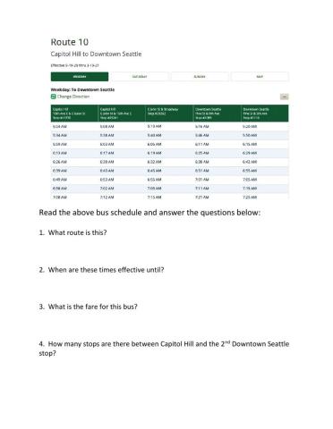 Capitol Hill Bus Schedule