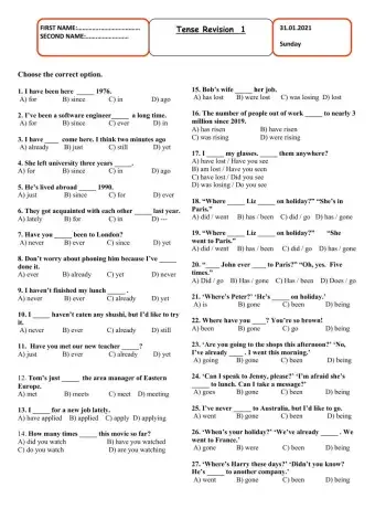 Tense Revision1- Tuğrul
