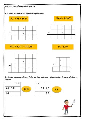 Ficha 6: los números decimales