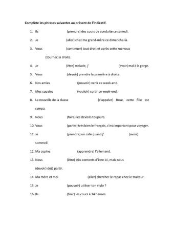 Présent de l'indicatif