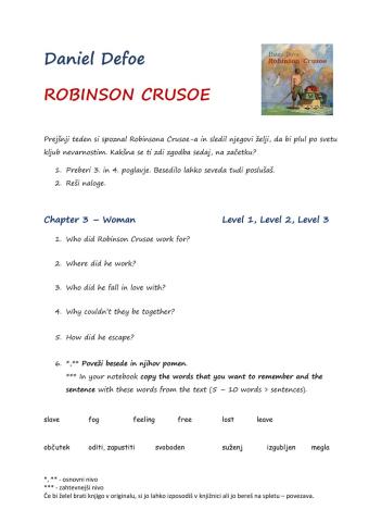 Robinson Crusoe in Levels - Chapter 3 and 4