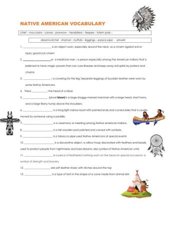 Native Americans vocabulary