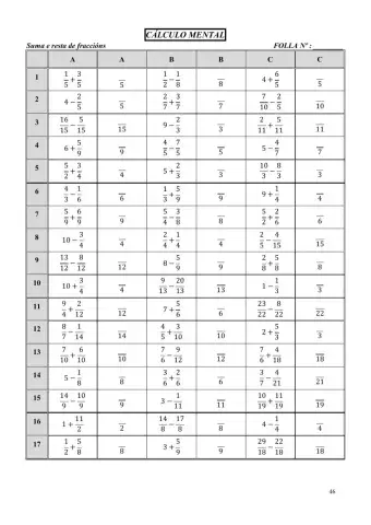 Suma e resta de fraccións