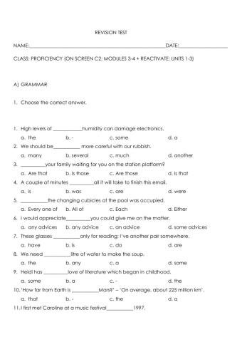 Revision test (voc:3-4 + gram: 1-3): C2
