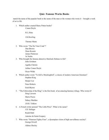 The Arts Quiz - Vocabulary