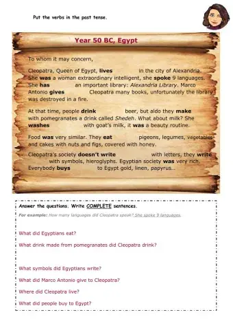 Past simple reading egypt