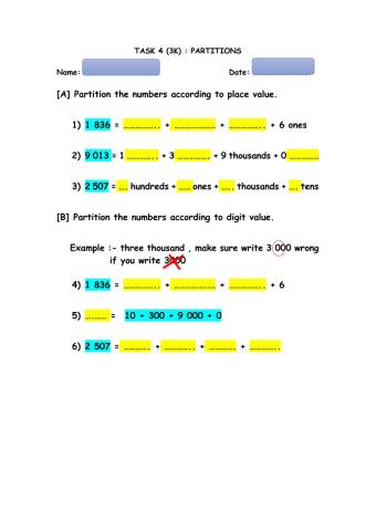 Partition the numbers