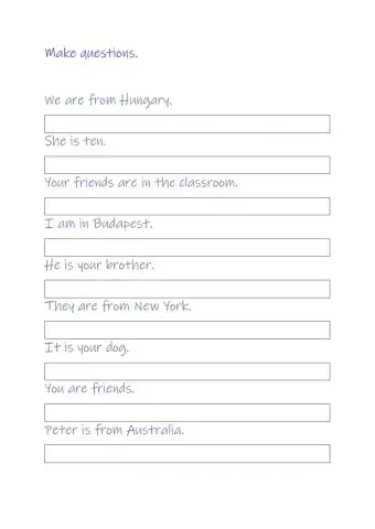 Make questions (to be)