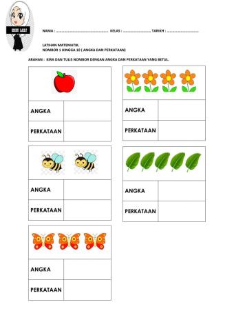 LATIHAN MENULIS ANGKA DAN PERKATAAN