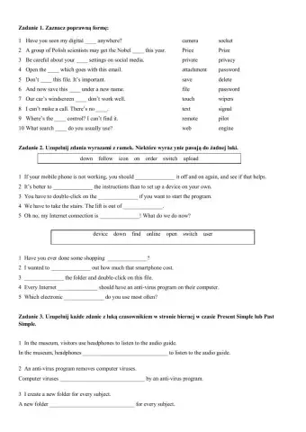 Test (Klasa 8, unit 9 Nauka i technika)