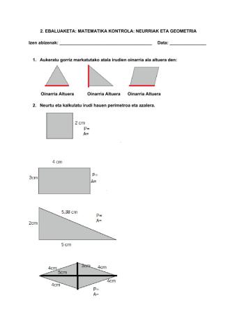 Magnitudeak eta azalera