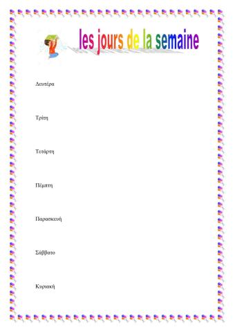 les jours de la semaine