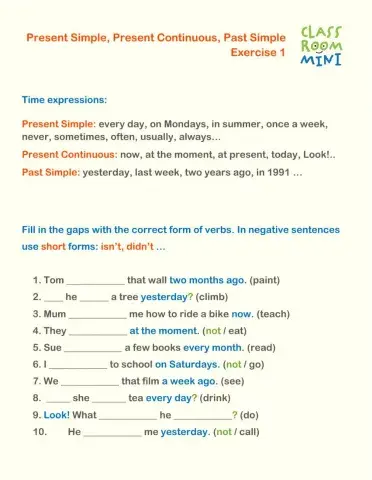 Present Simple, Present Continuous, Past Simple
