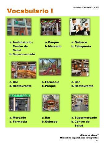 Vocabulario I: Unidad 1 (Ya estamos aquí)