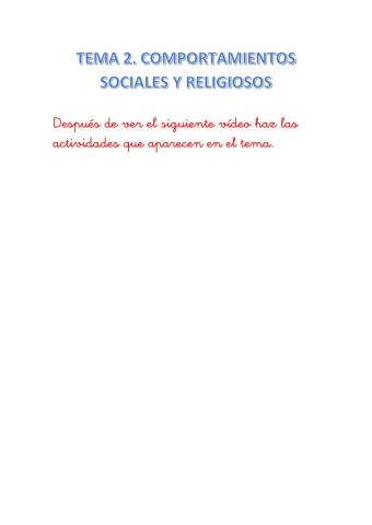 TEMA 2. Comportamientos sociales y religiosos
