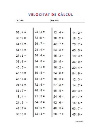 Velocitat de càlcul: divisions 5