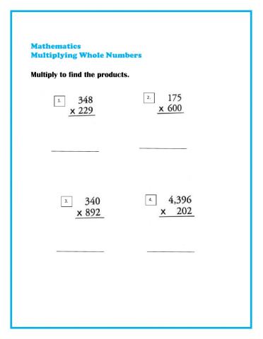 Multiplying Whole Numbers
