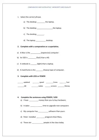 Comparative and superlative-inferiority and equality
