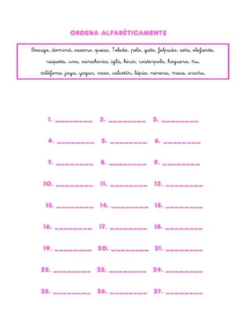 ORDENA ALFABÉTICAMENTE