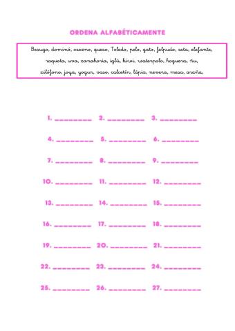 ORDENA ALFABÉTICAMENTE