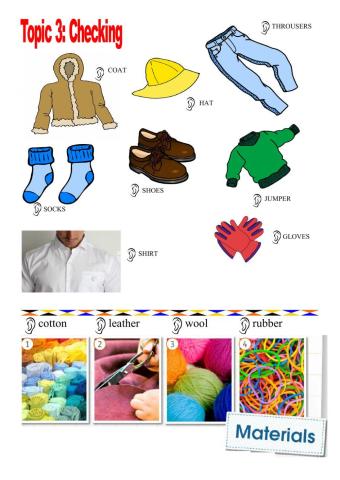 Clothes , materials and adejectives