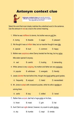 Antonym Context Clue