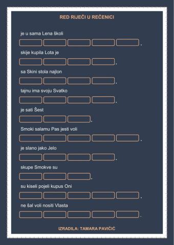 Red riječi u rečenici